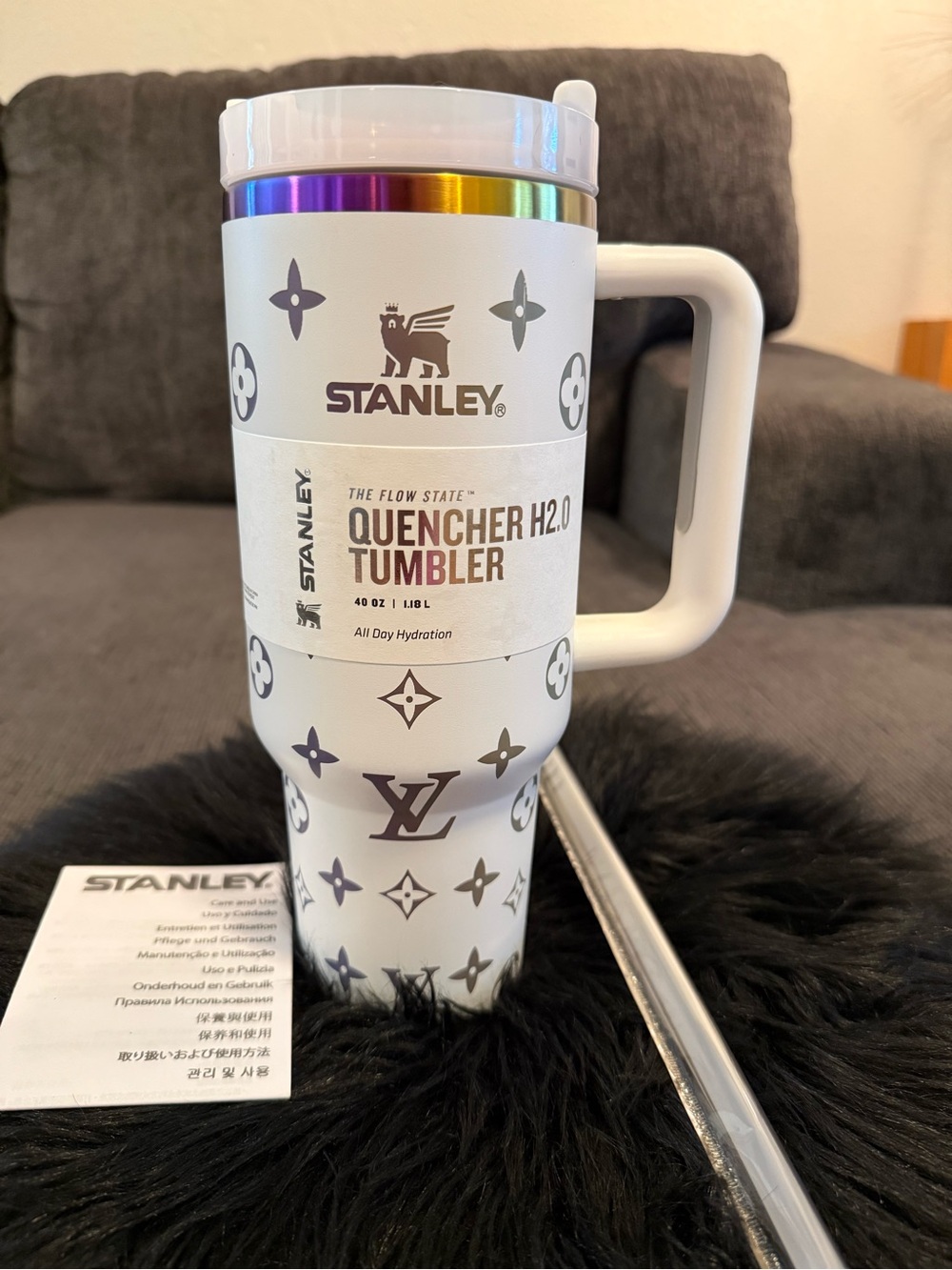 Stanley x Monogram White Quencher H2.0 Tumbler 40oz
